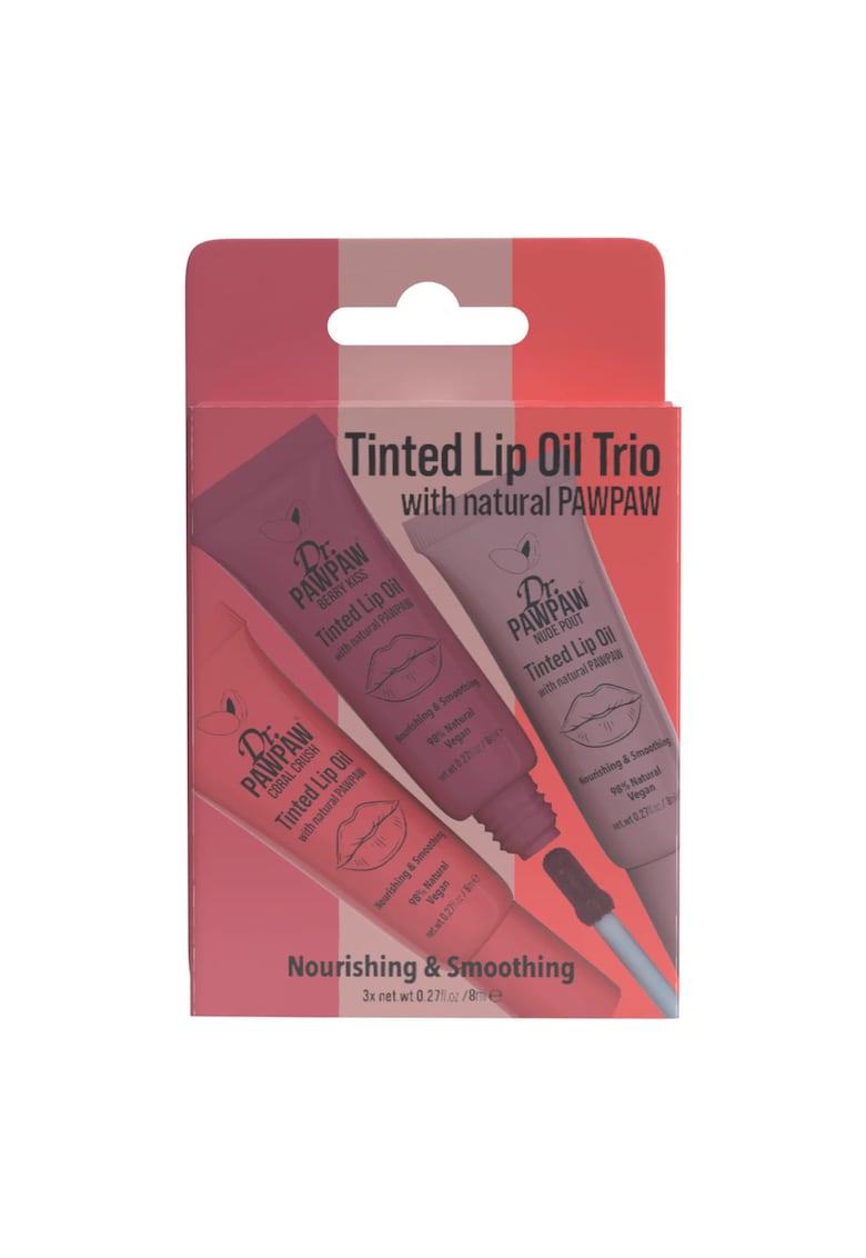 Set trei uleiuri de buze colorate si hranitoare cu extract de papaya - 3 x 8 ml
