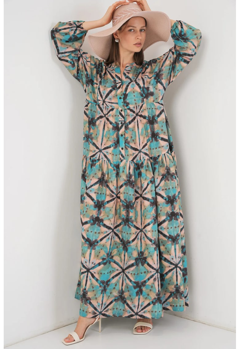 Rochie maxi - BDART - inchidere cu nasturi - textil - verde lime