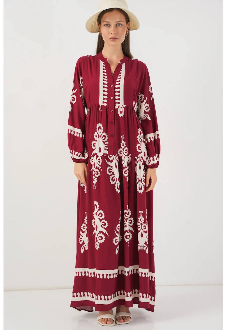 Rochie maxi - HiCCUP BDART - inchidere cu nasturi - textil - mauve