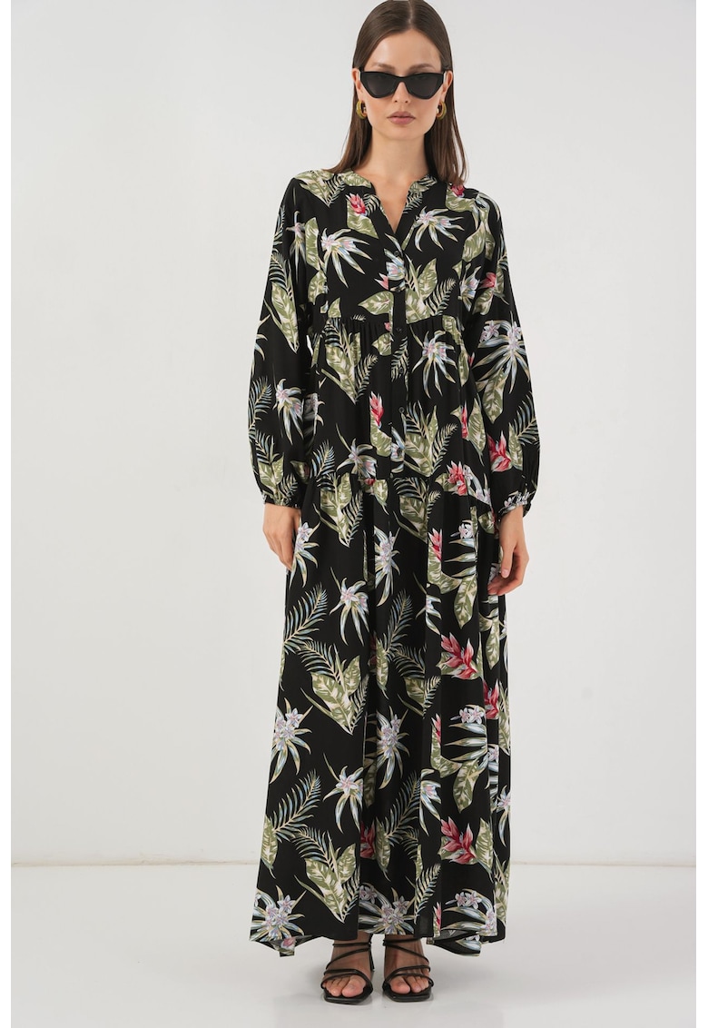 Rochie maxi - HiCCUP BDART - inchidere cu nasturi - textil - multicolor