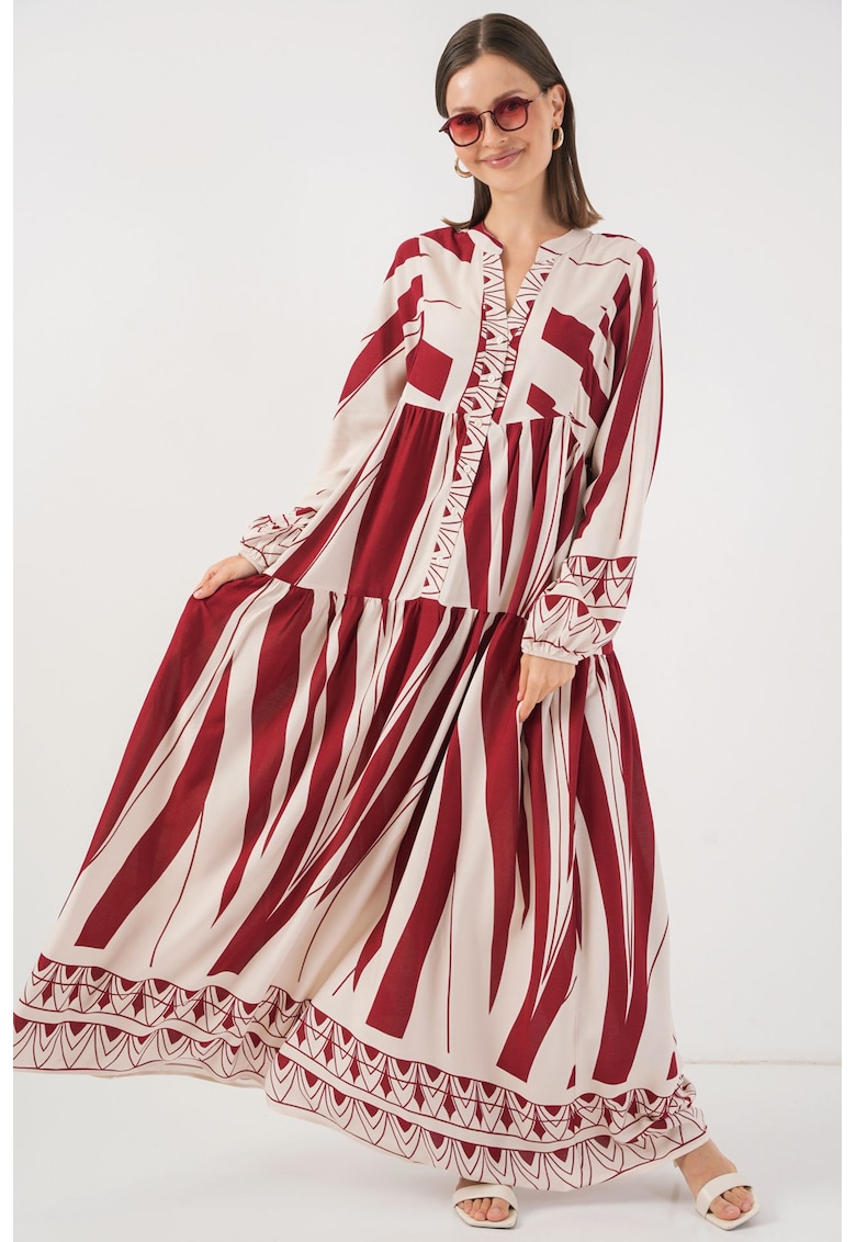 Rochie maxi - HiCCUP BDART - inchidere cu nasturi - textil - visiniu