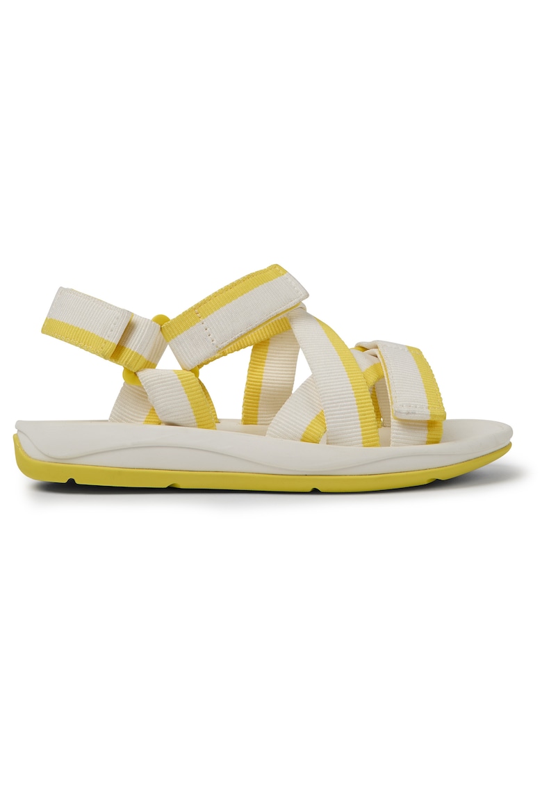 Sandale cu barete multiple si inchidere cu velcro Match - Alb/Galben