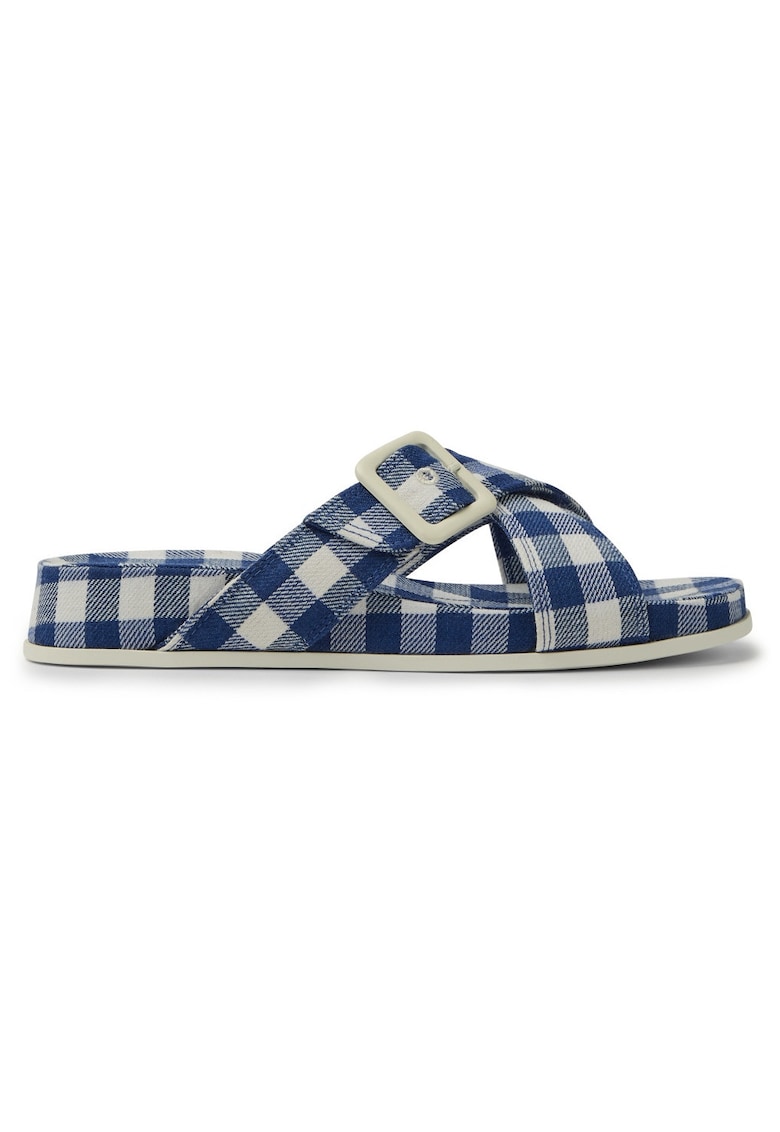 Papuci din material textil cu catarama Atonik - Alb/Albastru