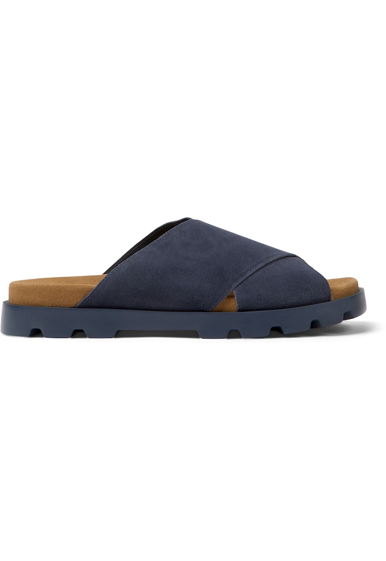 Papuci din piele intoarsa Brutus - Bleumarin
