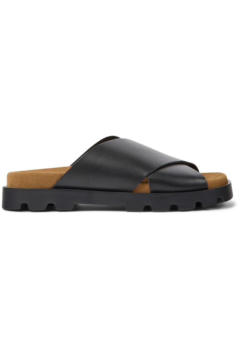 Papuci din piele cu model incrucisat Brutus - Negru