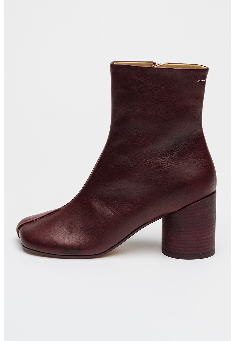 Botine de piele cu toc masiv