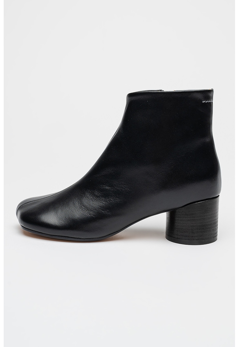 Botine de piele cu toc masiv