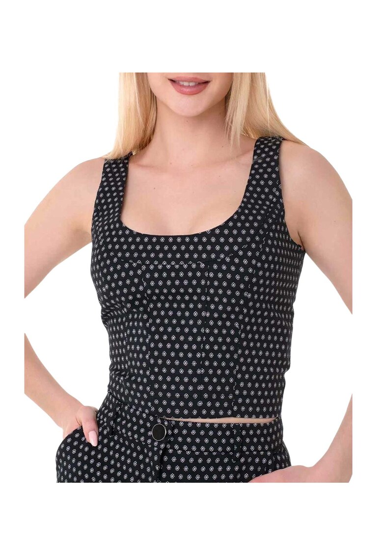 Crop top cu fermoar si decolteu patrat Eleni -