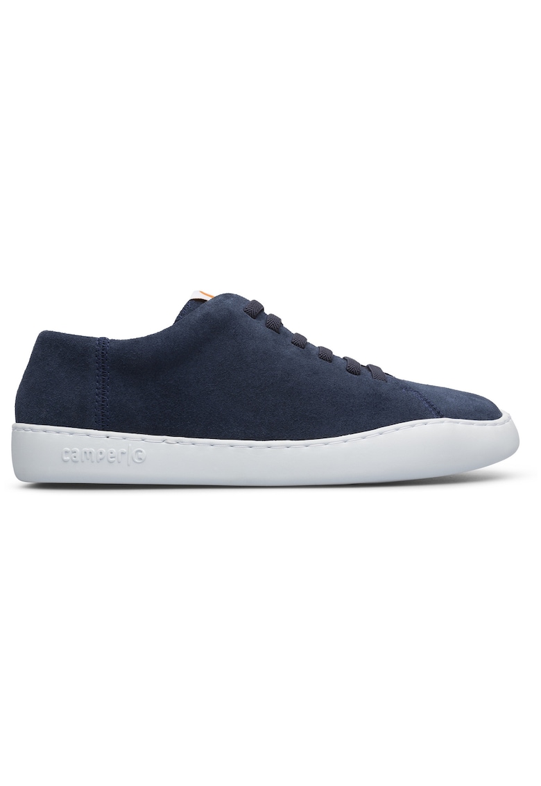 Pantofi sport de piele nabuc cu sireturi elastice Peu Tourin - Alb/Bleumarin