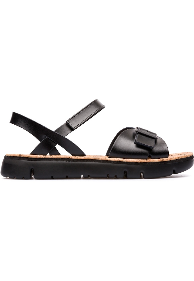 Sandale din piele cu banda velcro Oruga - Negru
