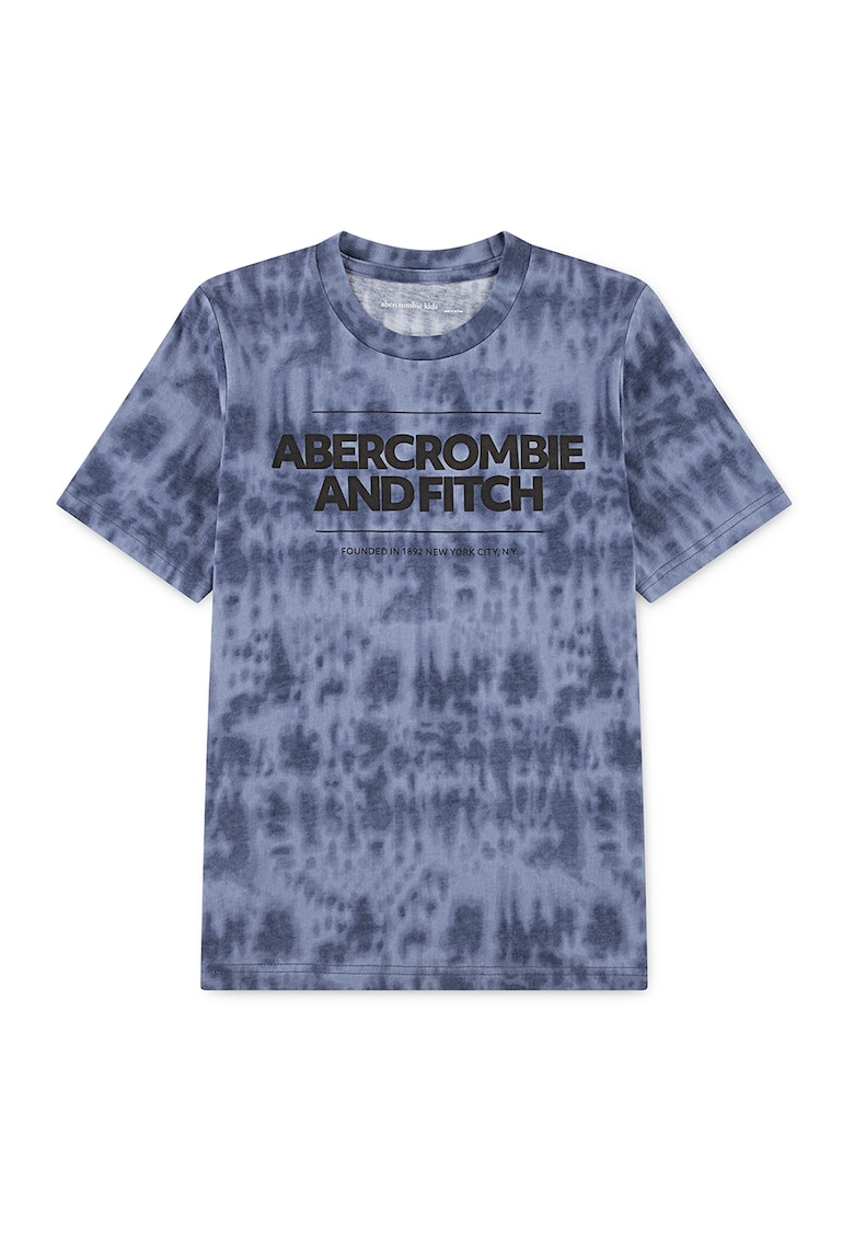 Tricou cu imprimeu logo si decolteu la baza gatului