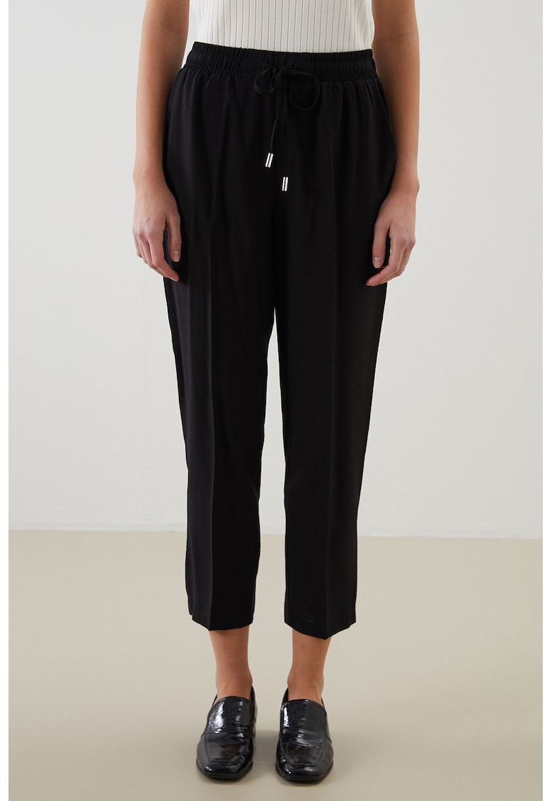 Pantaloni jogger crop cu talie inalta