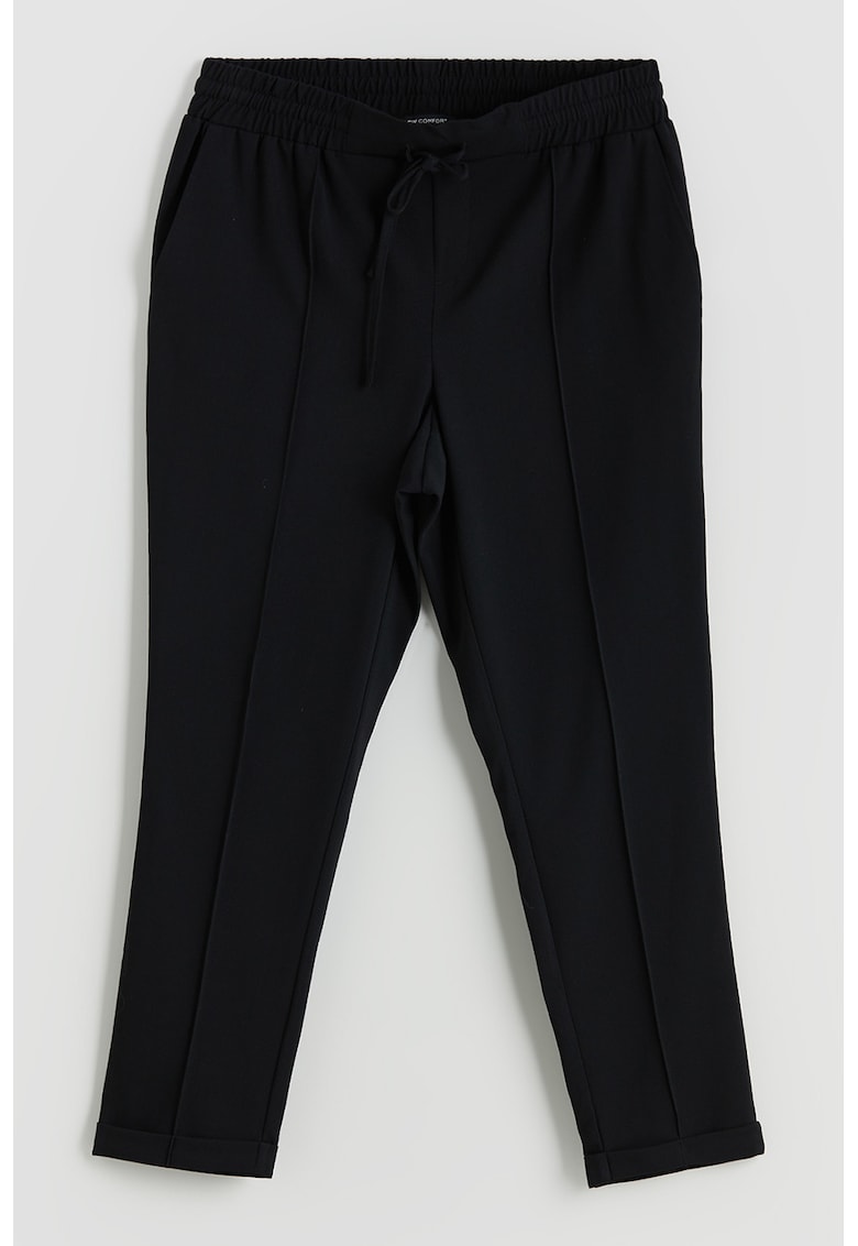 Pantaloni conici cu talie elastica si detalii cu pensa