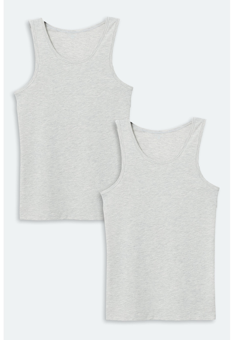 Set de top-uri slim fit cu model uni - 2 piese