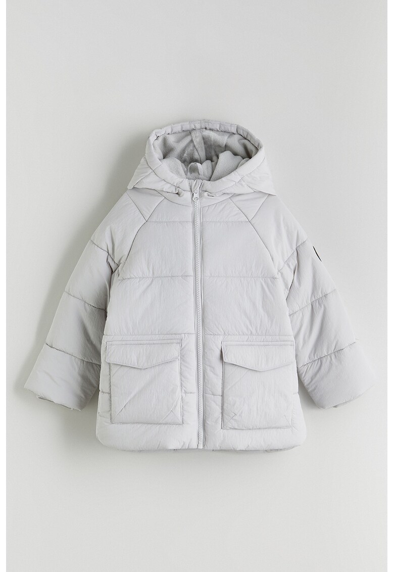 Geaca cu buzunare cu clapa - Gri deschis