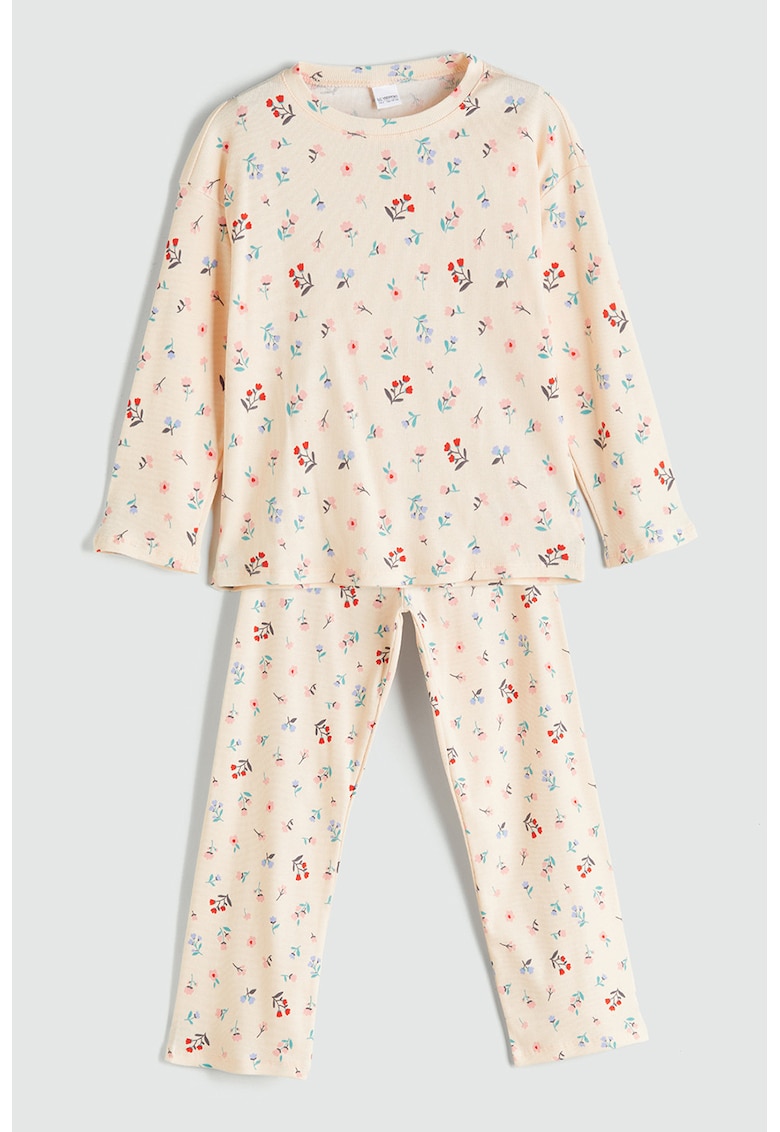Pijama cu maneci lungi si model floral