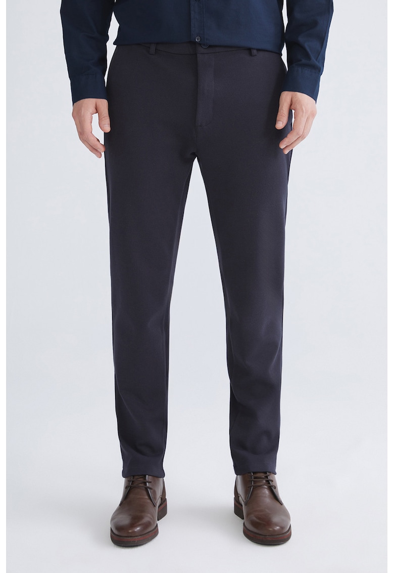 Pantaloni conici cu talie medie si elastica - Albastru ultramarin