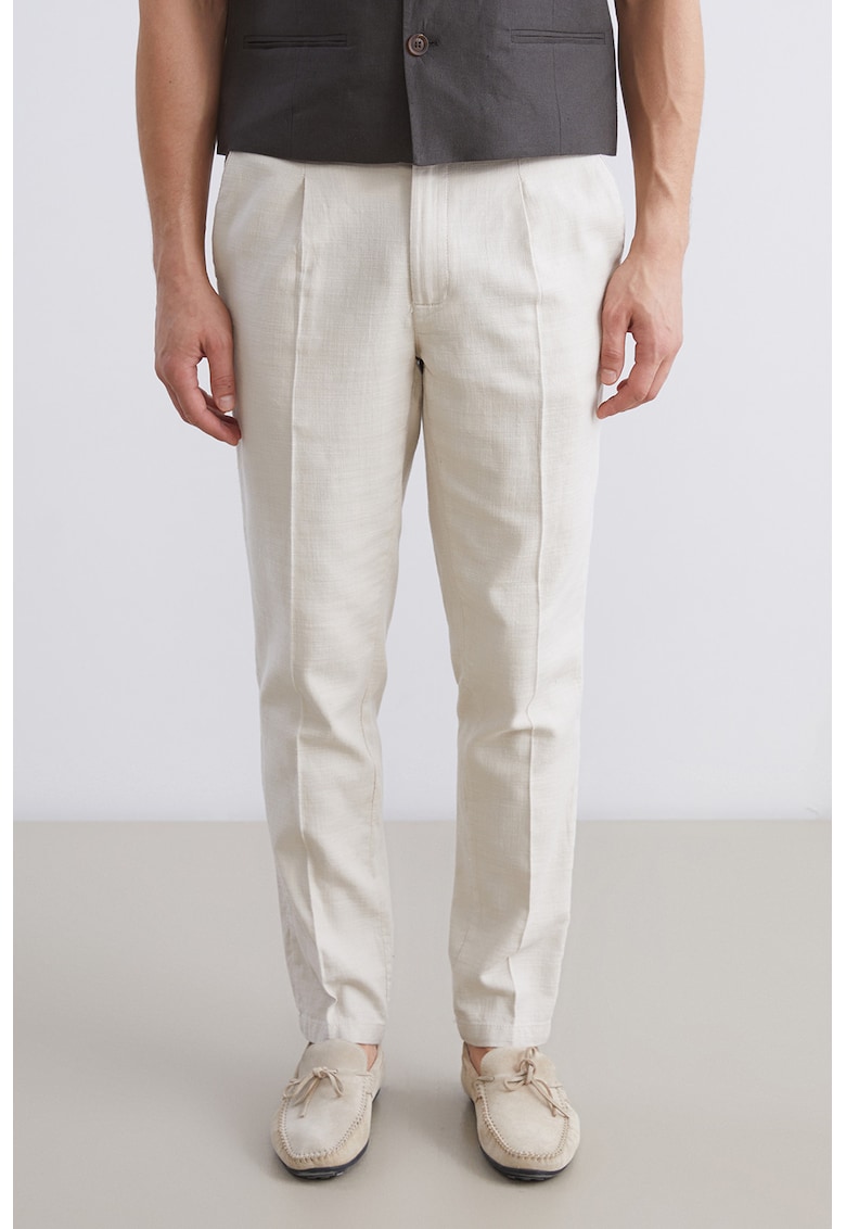 Pantaloni regular fit de bumbac cu pensa Pantaloni regular fit de bumbac cu pensa