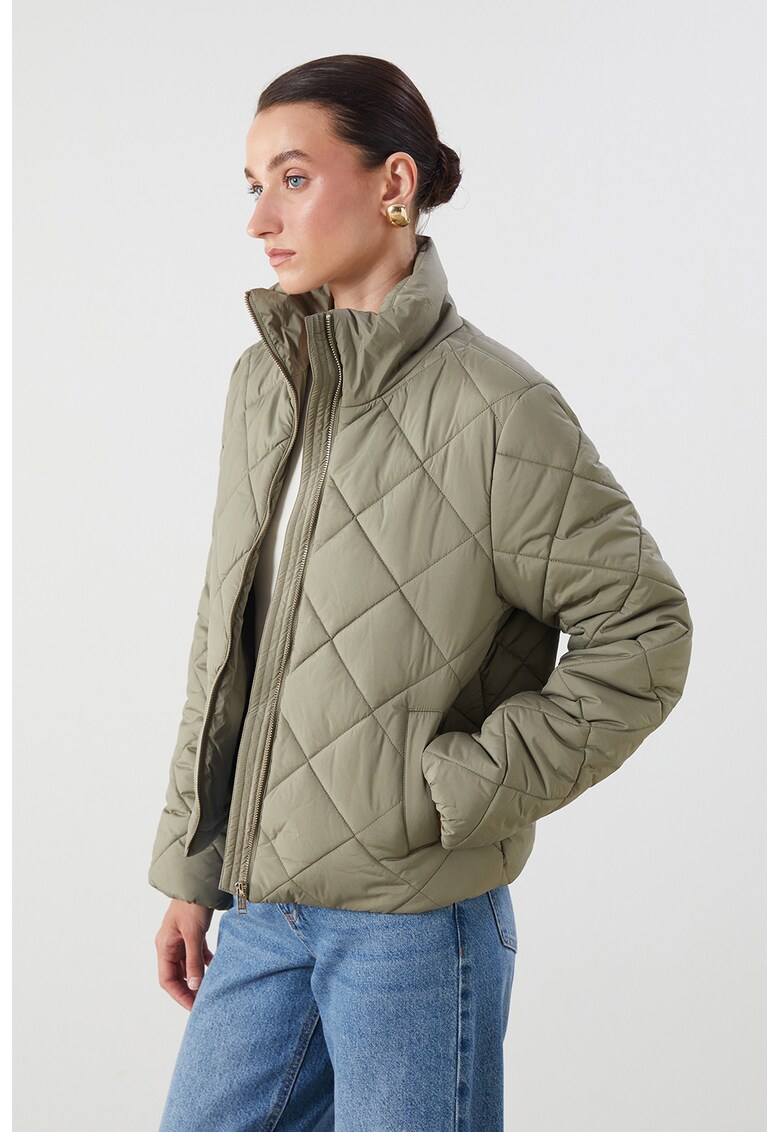 Jacheta cu fermoar si vatelina - Kaki