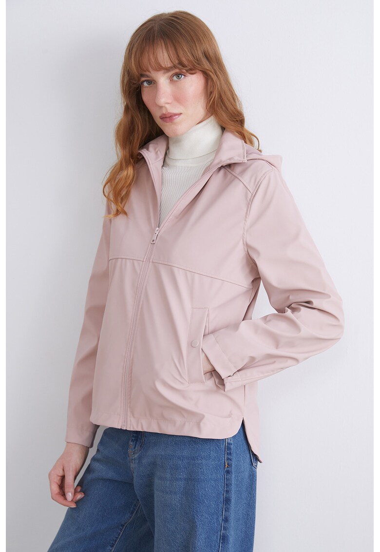 Jacheta lejera cu fermoar - Roz pastel
