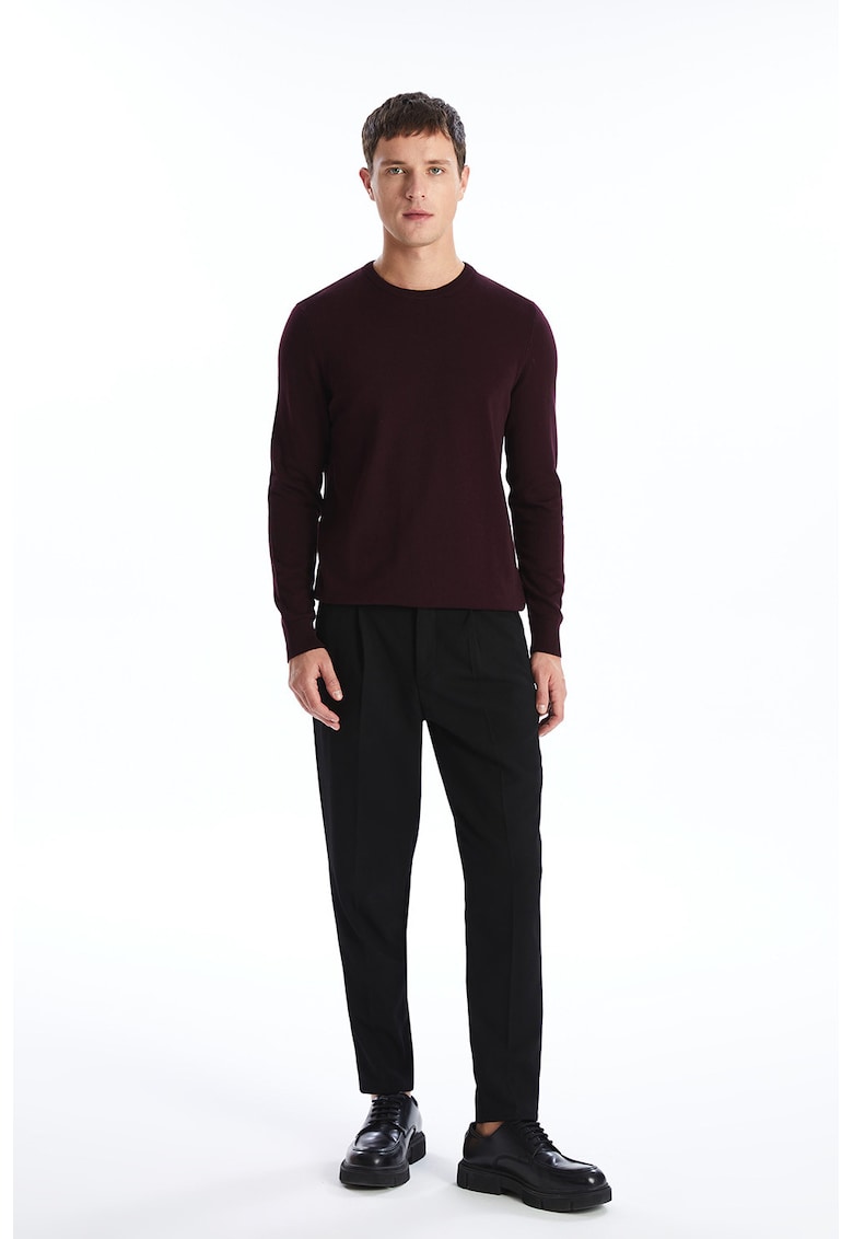 Pulover uni cu decolteu la baza gatului - Violet pruna