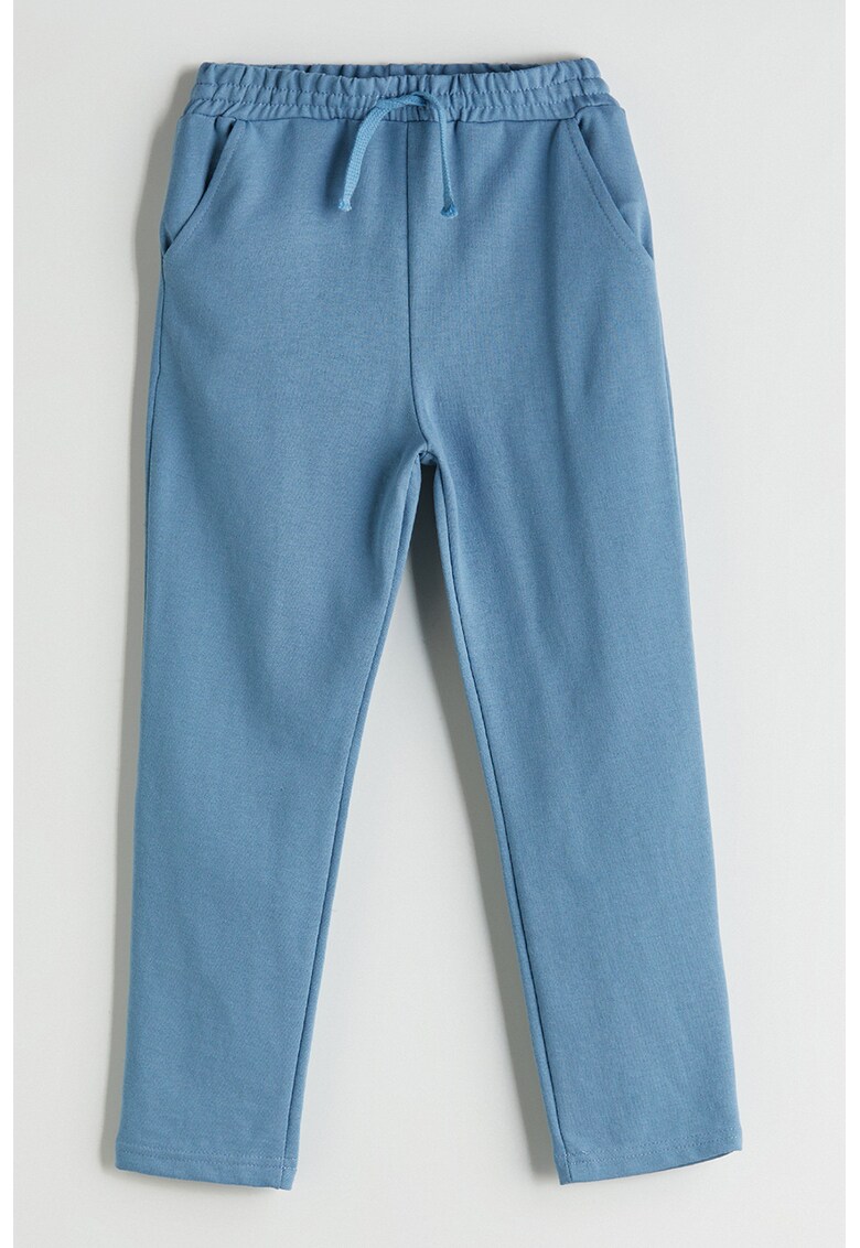 Pantaloni cu snur si buzunare laterale - Albastru prafuit