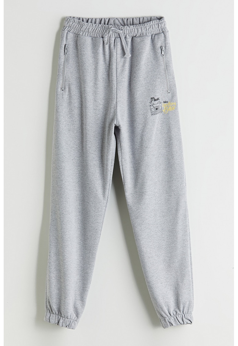 Pantaloni de trening cu snur si buzunare cu fermoar