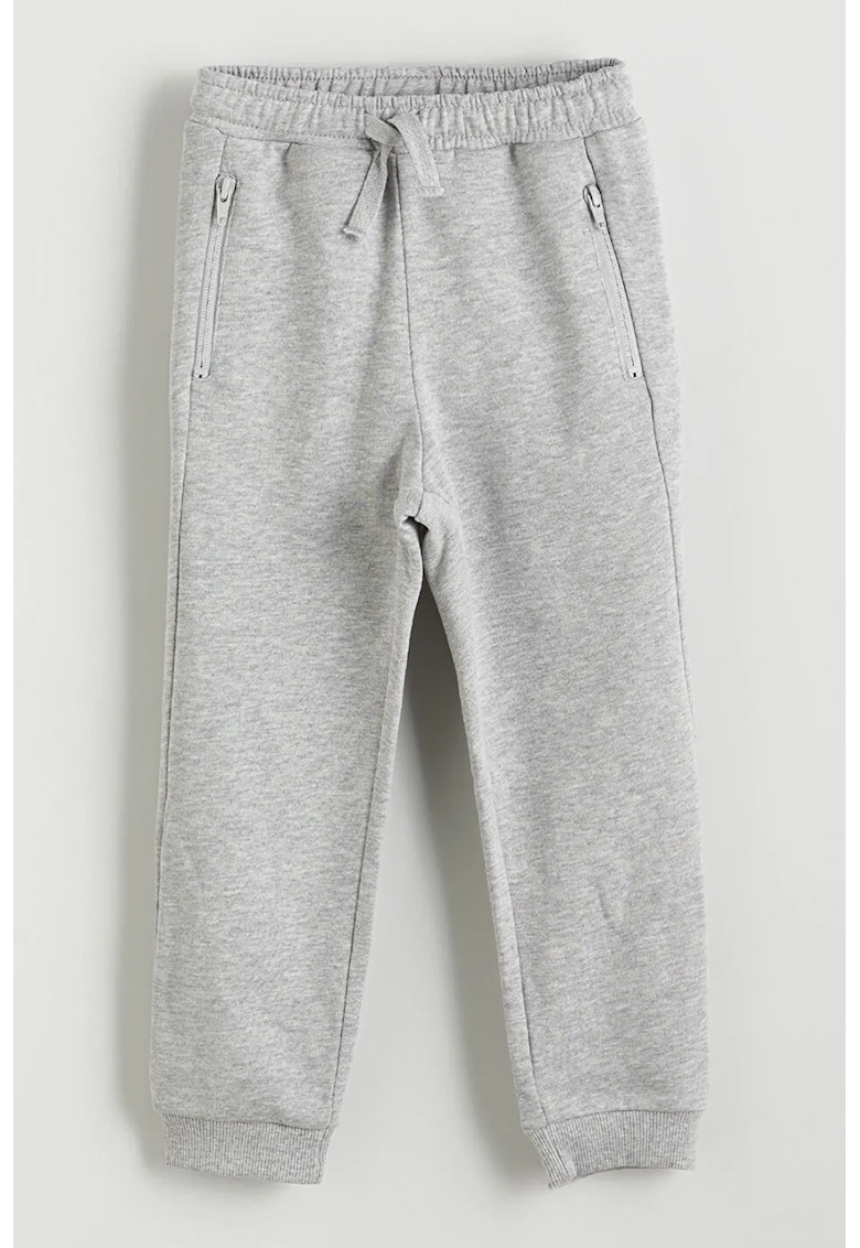 Pantaloni de trening din amestec de bumbac cu buzunare cu fermoar