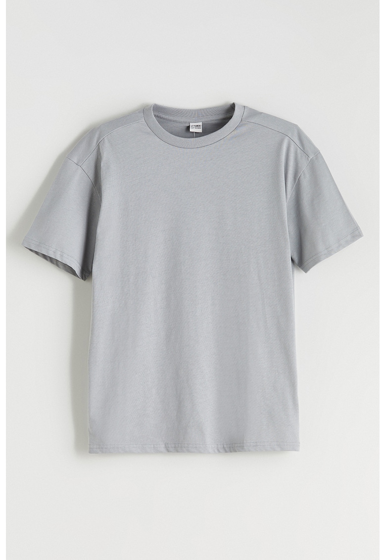 Tricou uni cu decolteu la baza gatului - Gri deschis