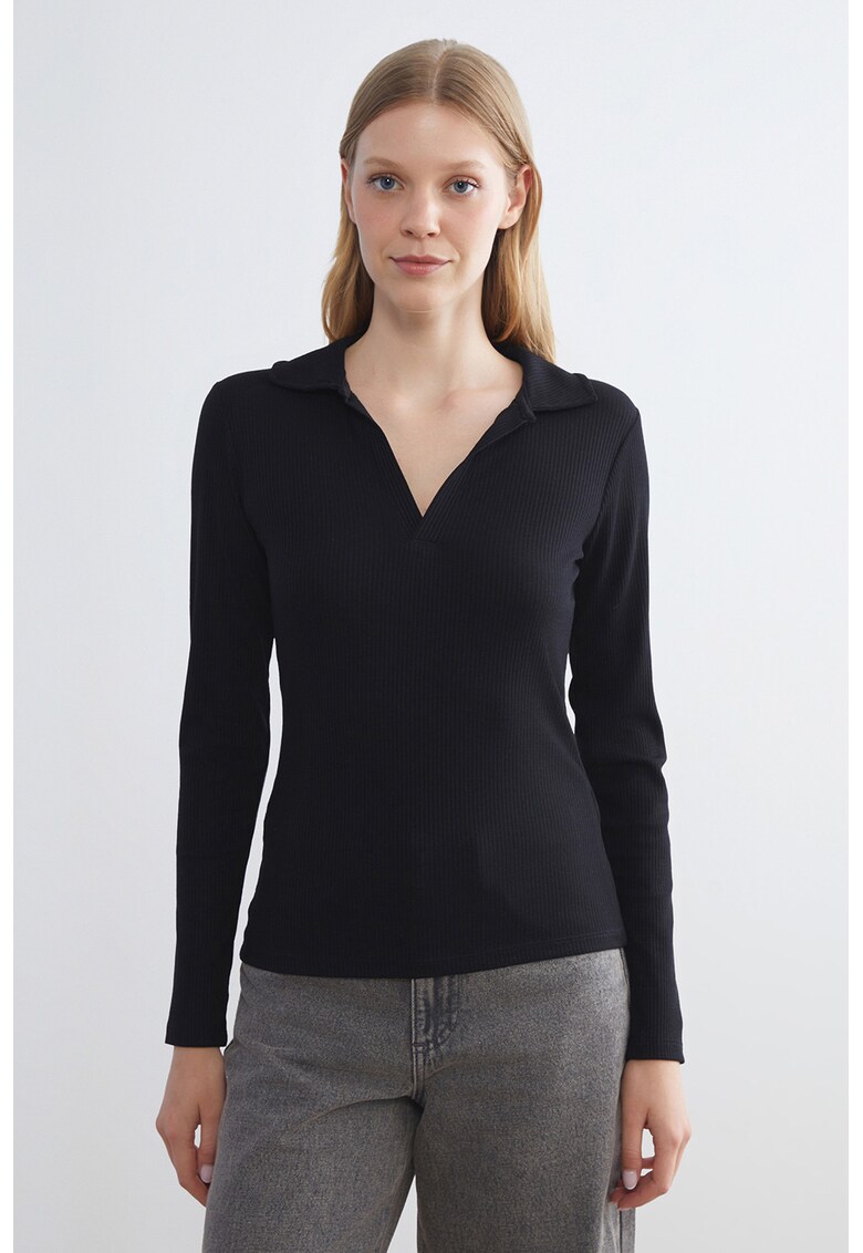 Bluza polo slim fit - Negru