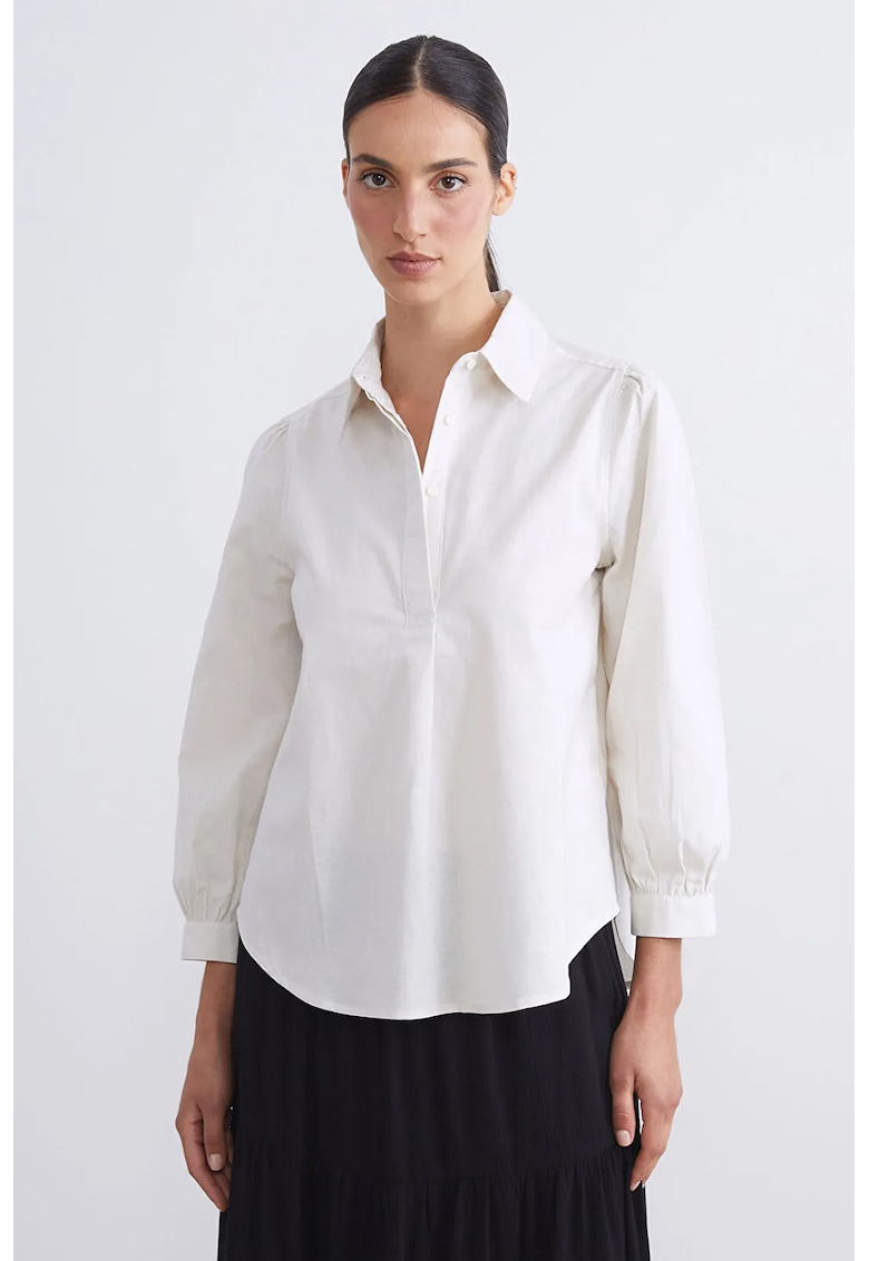 Bluza din amestec de in cu maneci 3/4