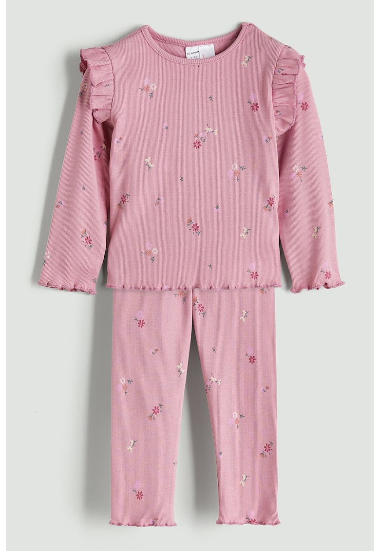 Set de bluza si pantaloni cu model cu buline - 2 piese