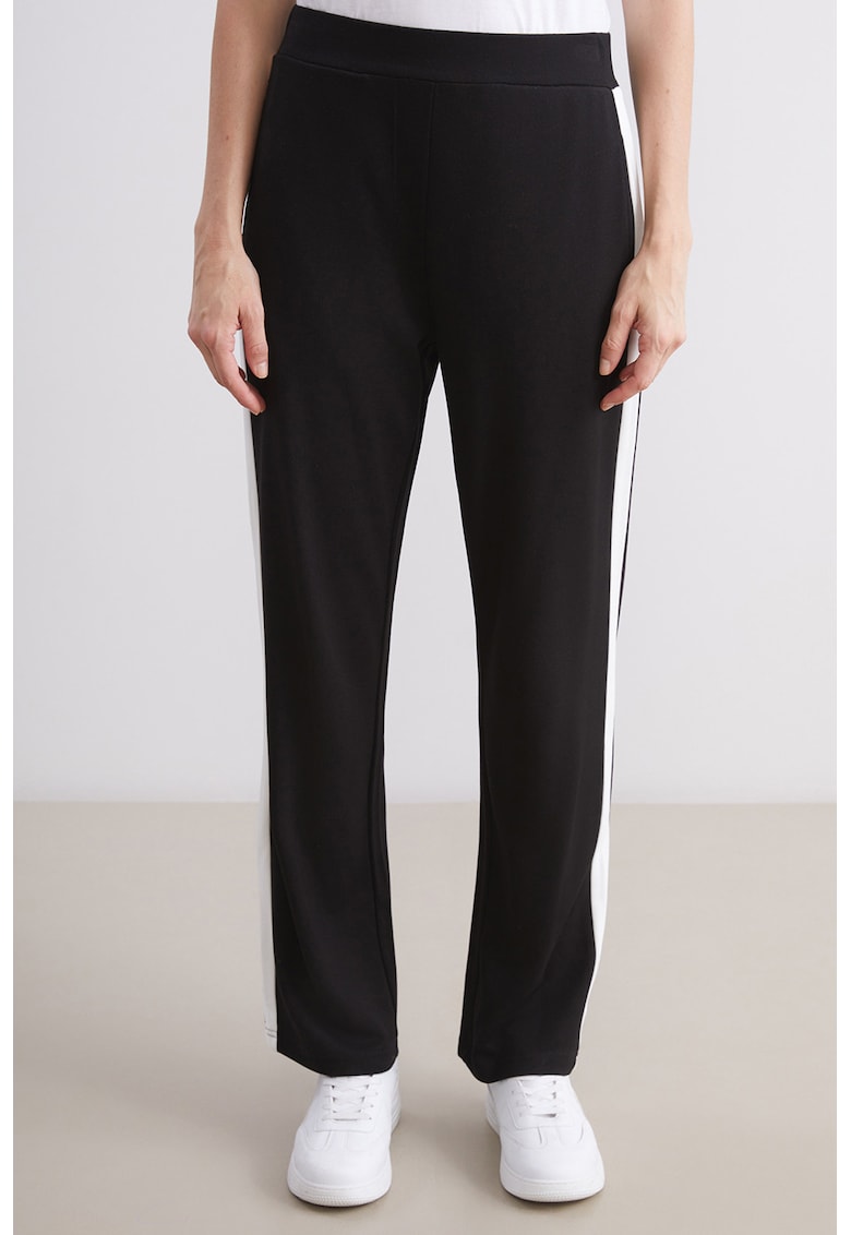 Pantaloni drepti cu segmente laterale contrastante