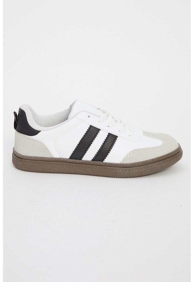 Pantofi sport low-cut cu detalii contrastante - Alb