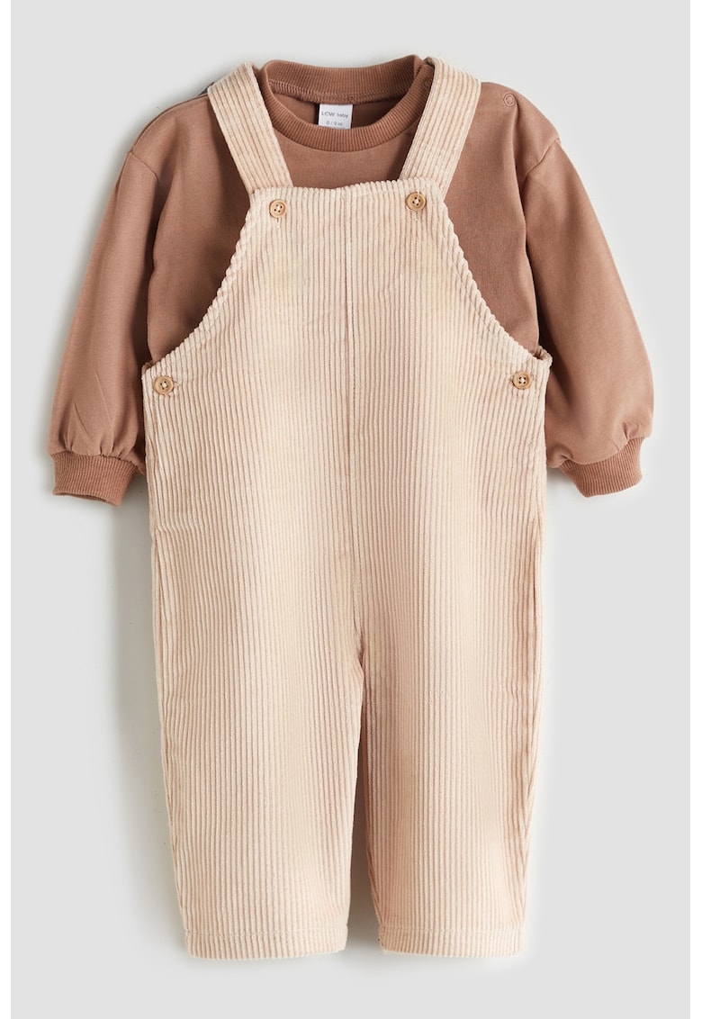 Set de salopeta striata si bluza - 2 piese