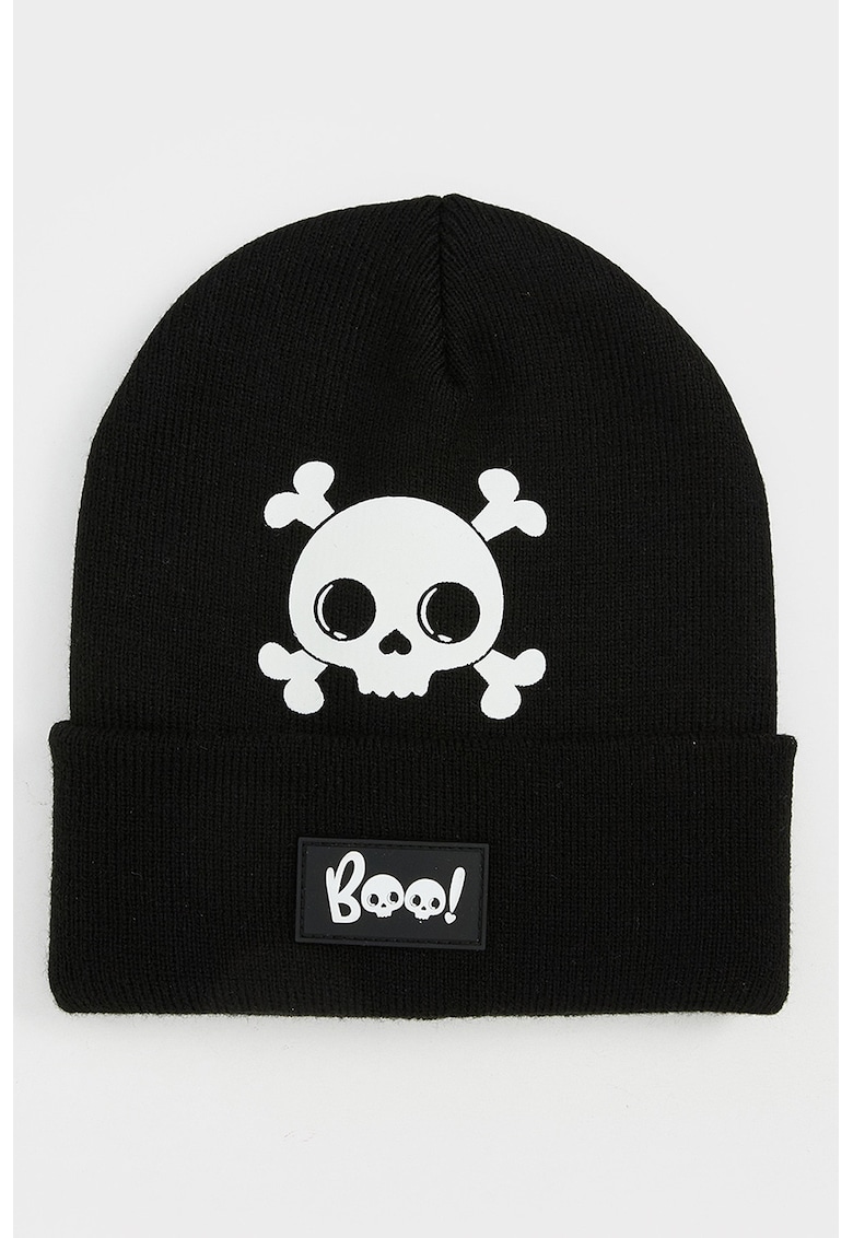 Caciula tricotata fin cu imprimeu grafic