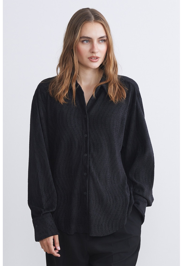 Camasa texturata cu maneci lungi