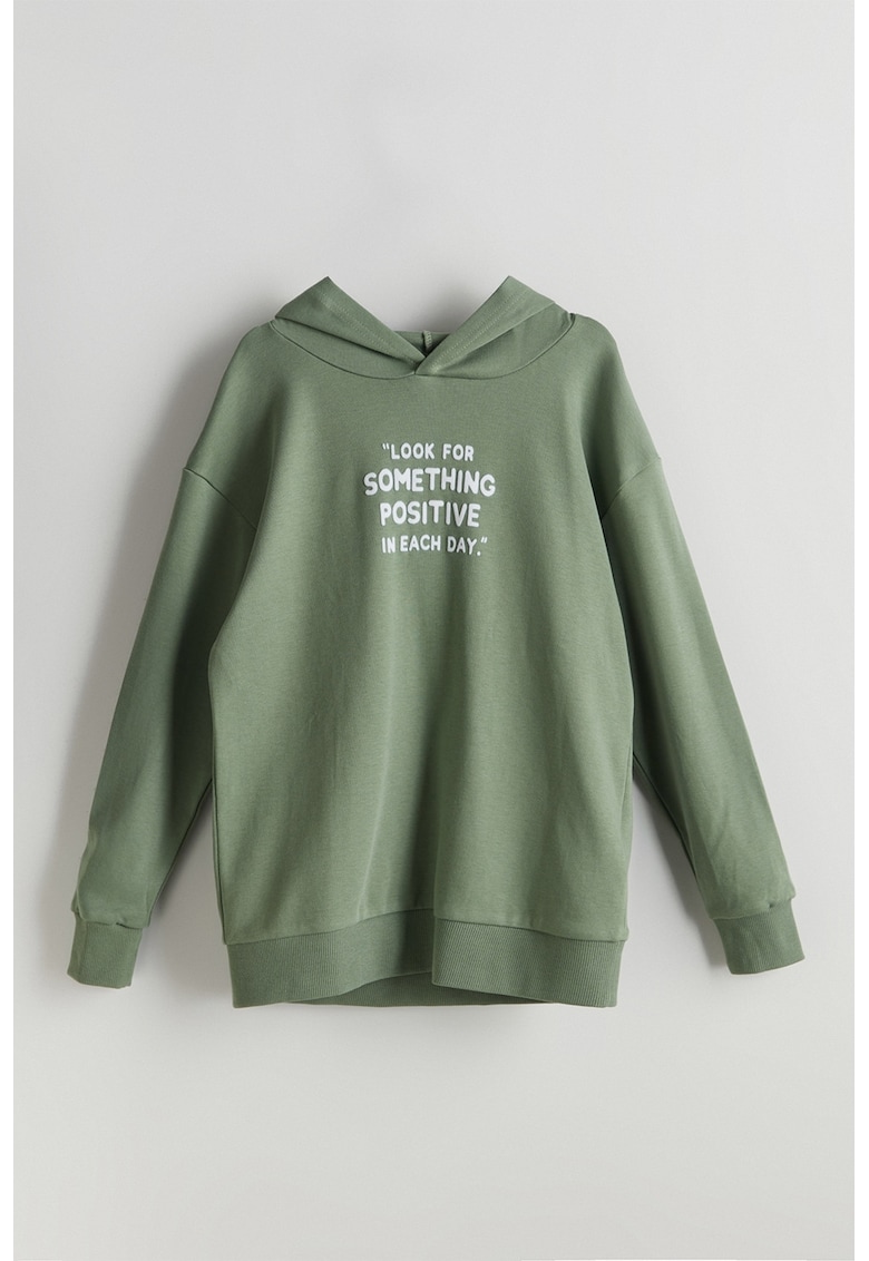 Hanorac lejer cu imprimeu text - Verde aquamarin