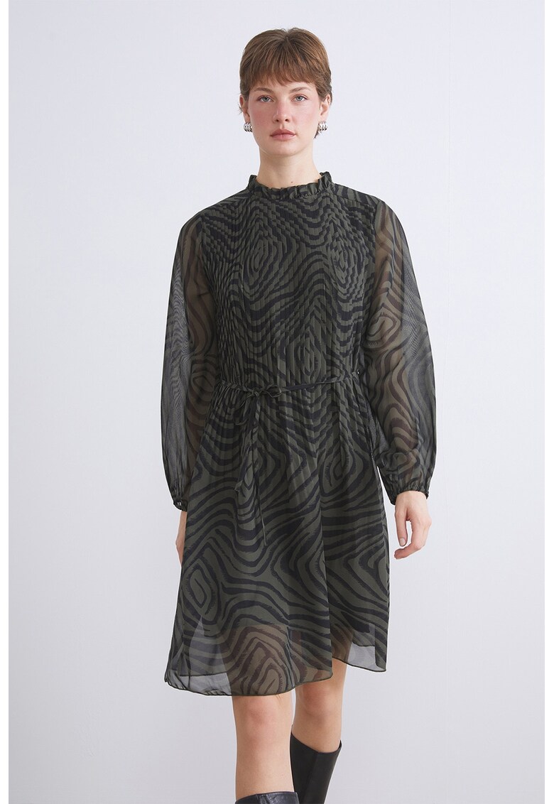 Rochie vaporoasa cu maneci bufante - Negru