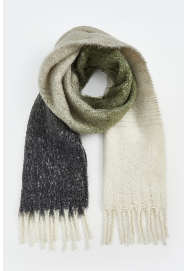 Fular cu model colorblock si canaf