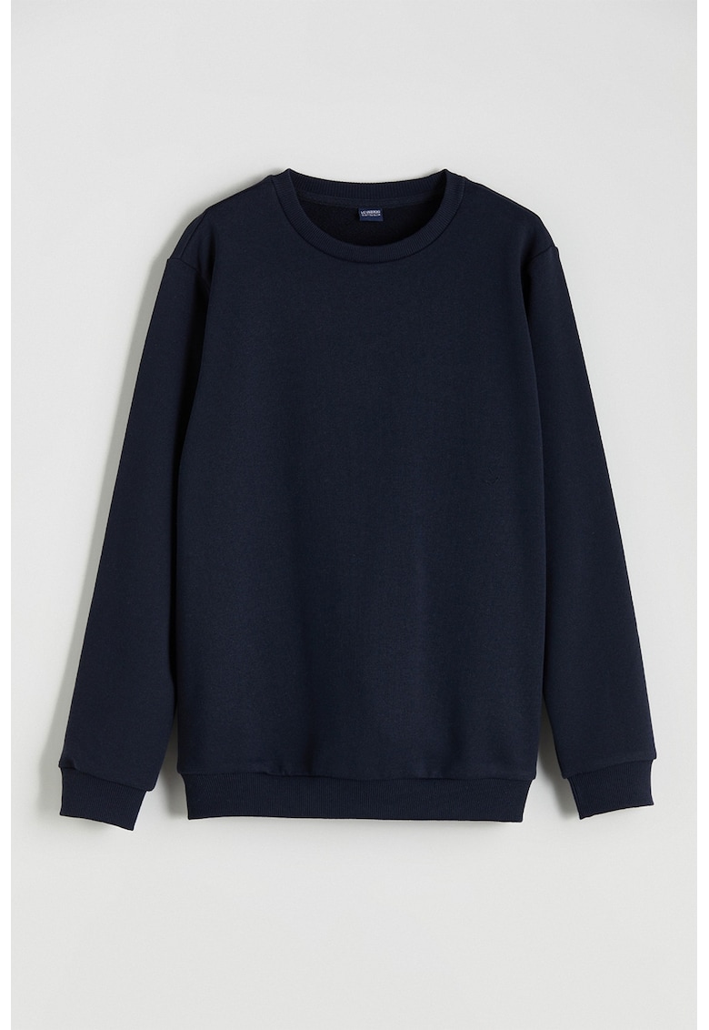 Bluza uni de trening cu mansete elastice si terminatie - Bleumarin