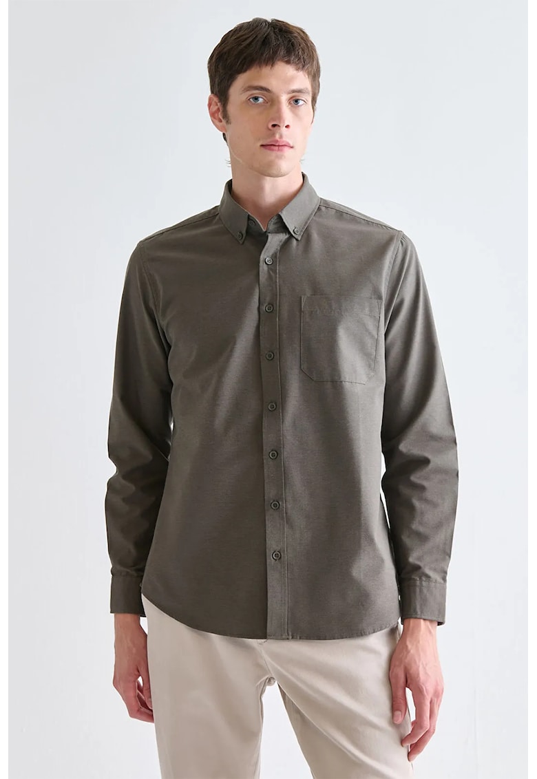 Camasa de bumbac cu buzunar pe piept