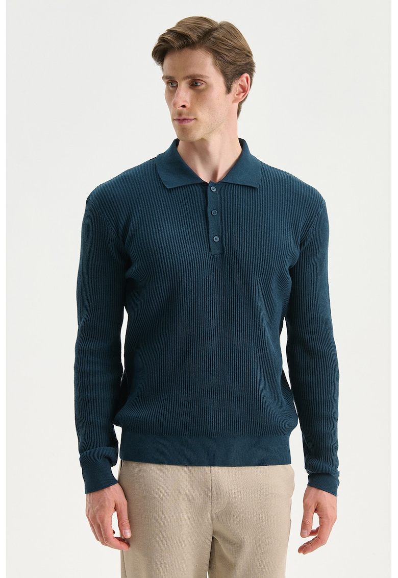 Pulover polo cu aspect striat