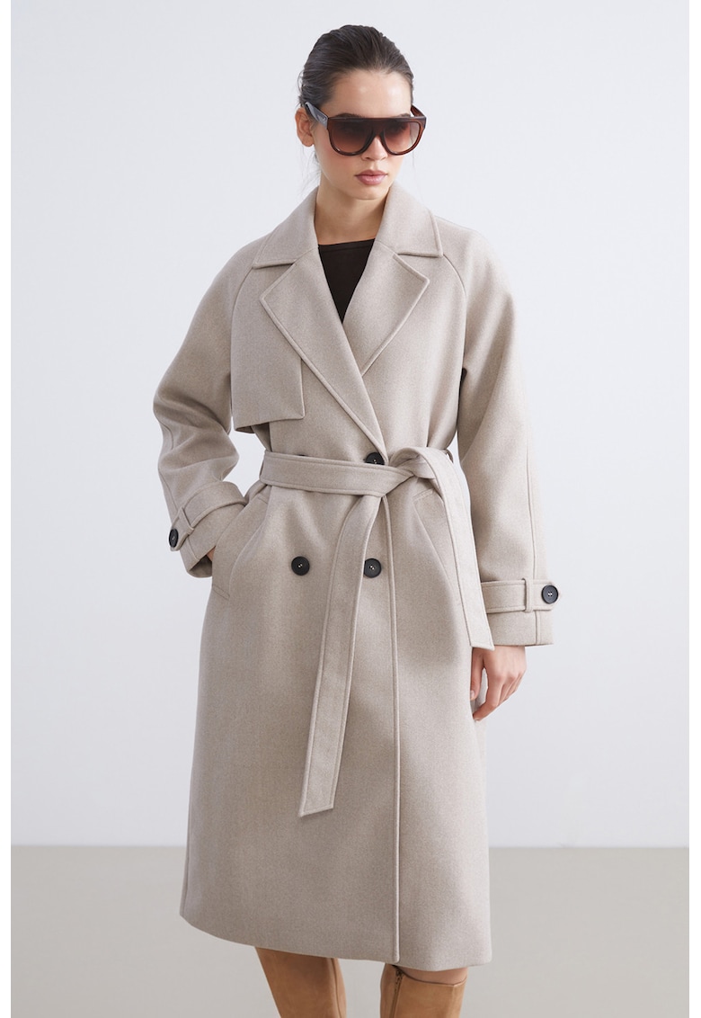 Trenci lung cu cordon in talie