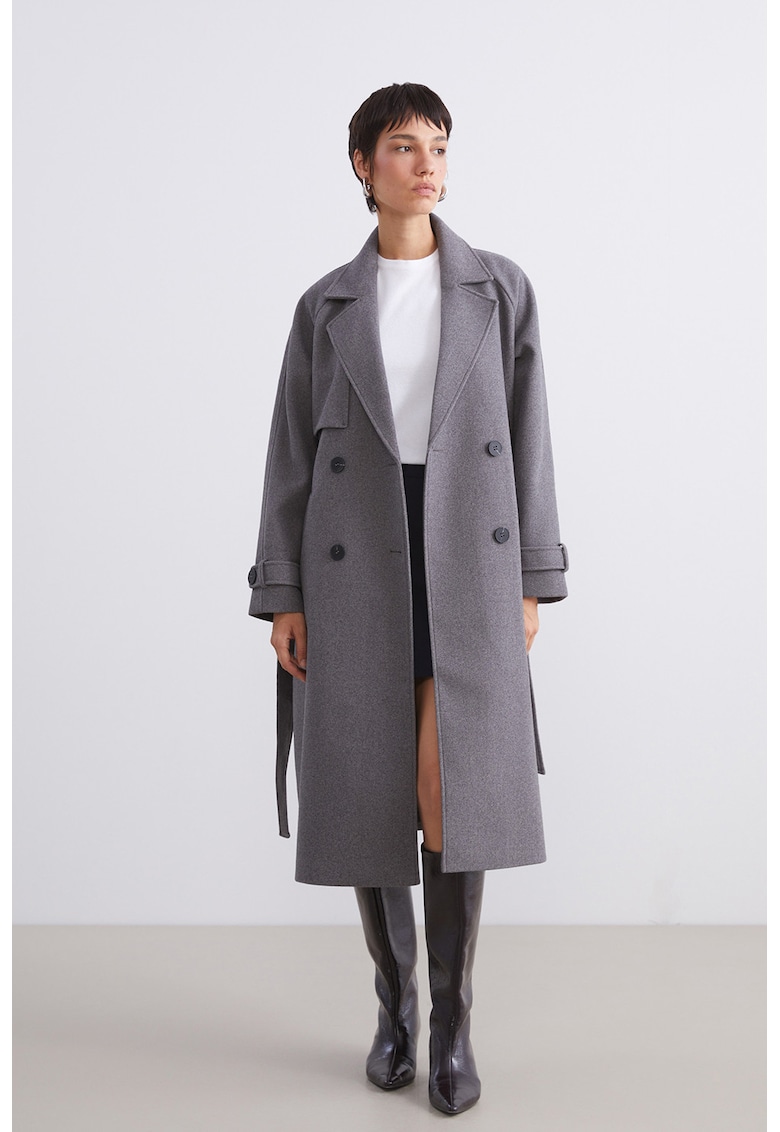 Trenci lung cu cordon in talie