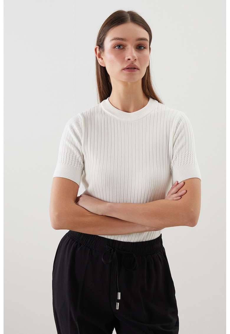 Pulover striat cu maneci scurte