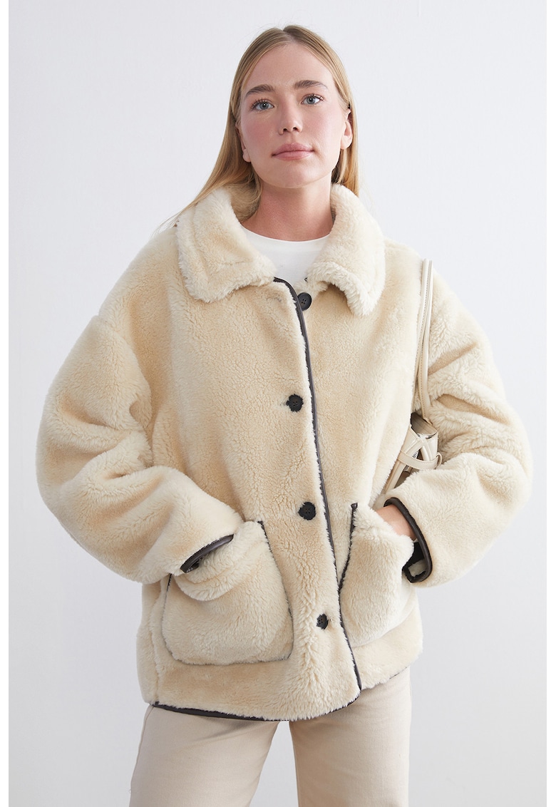 Haina scurta din blana shearling sintetica