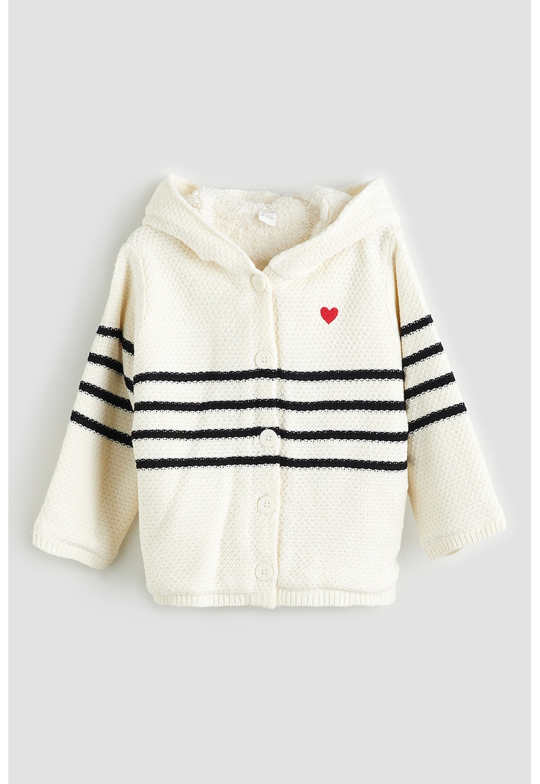 Cardigan cu gluga si model in dungi