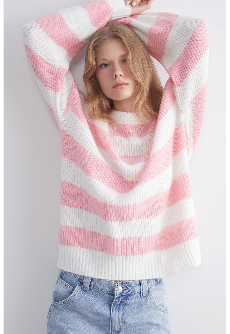 Pulover supradimensionat cu dungi