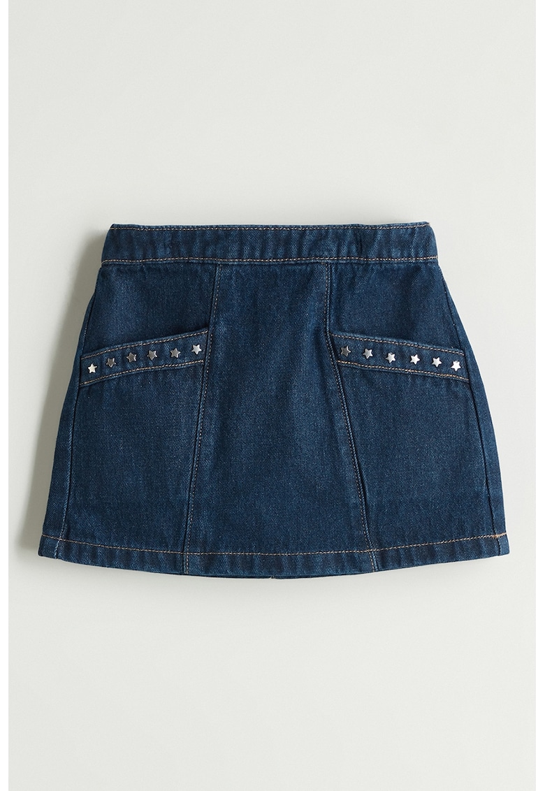 Fusta de denim cu stele metalice - Bleumarin
